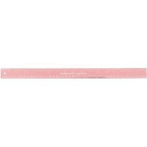 Craftelier - Metalen liniaal 45 cm (18 inch) | Roze met witte cijfers | Basis van kurk en roestvrij staal - Afmetingen in centimeters en inch