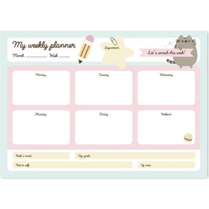 Pusheen Weekplanner Foodie 29,7 X 21 Cm A4 Blauw 54 Vellen