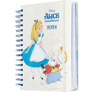 Grupo Erik - Jaarplanner 2024, Alice in Wonderland, dagplanner A5, kantoorbenodigdheden, professionele agenda, studentenagenda