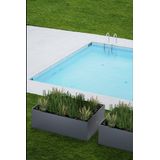 Metall Pflanzkübel, Blumentopf 'Cube' rechteckig, flach anthrazit 150 x 100 x 50 cm (l x b x h) - Herstera