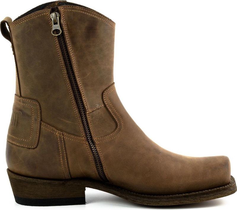 Mayura Boots 05 Bruin Biker Western Heren Enkellaars Vierkante N Rits Sluiting