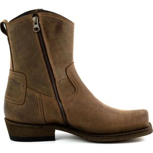 Mayura Boots 05 Bruin Biker Western Heren Enkellaars Vierkante N Rits Sluiting