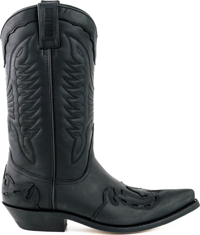 Mayura Boots Zwart Dames Heren Cowboy Western Laarzen Spitse N Schuine Hak Waxed Leer
