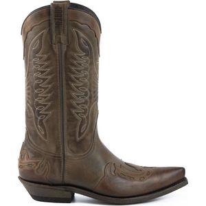 Mayura Boots 17 Taupe Ecotan Dames Heren Cowboy Western Laarzen Spitse Neus Schuine Hak Waxed Leer Maat EU 42