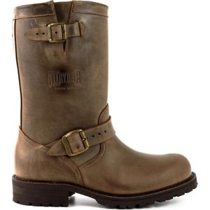 Mayura Boots 18 Bruin/ Biker Dames Heren Motorlaarzen Ronde Neus Anti Slip Zool Echt leer Maat EU 40