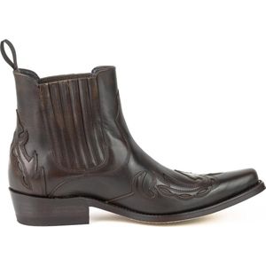 Mayura Boots 21 Bruin/ Spitse Western Enkellaars Heren Rechte Hak Elastiek Echt leer Maat EU 41