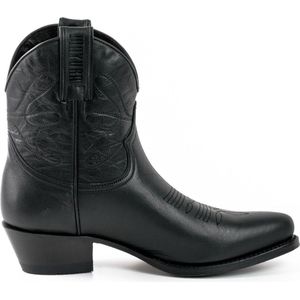 Mayura Boots 2374 Zwart/ Dames Cowboy fashion Enkellaars Spitse Neus Western Hak Echt Leer Maat EU 40