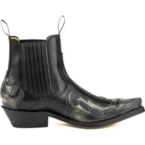 Mayura Boots Thor 1931 Zwart/ Spitse Western Heren Enkellaars Schuine Hak Elastiek Sluiting Vintage Look Maat EU 44