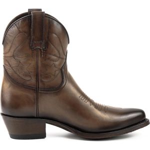 Mayura Boots 2374 Vintage Hazelnoot/ Dames Cowboy fashion Enkellaars Spitse Neus Western Hak Echt Leer Maat EU 40