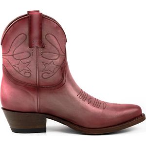 Mayura Boots 2374 Vintage Roze/ Dames Cowboy fashion Enkellaars Spitse Neus Western Hak Echt Leer Maat EU 39