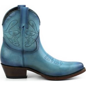 Mayura Boots 2374 Vintage Turquoise/ Dames Cowboy fashion Enkellaars Spitse Neus Western Hak Echt Leer Maat EU 40