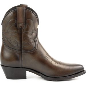 Mayura Boots 2374 Vintage Donker Bruin/ Dames Cowboy fashion Enkellaars Spitse Neus Western Hak Echt Leer Maat EU 38