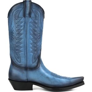 Mayura Boots 1920 / Blauw Spitse Cowboy Western Line Dance Dames Heren Laarzen Schuine Hak Echt Leer Maat EU 37