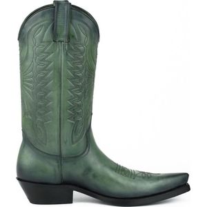 Mayura Boots 1920 Groen Spitse Cowboy Western Line Dance Dames Heren Laarzen Schuine Hak Echt Leer