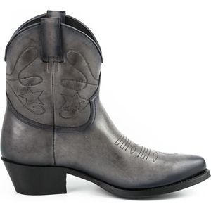 Mayura Boots 2374 Vintage Grijs/ Dames Cowboy fashion Enkellaars Spitse Neus Western Hak Echt Leer Maat EU 39