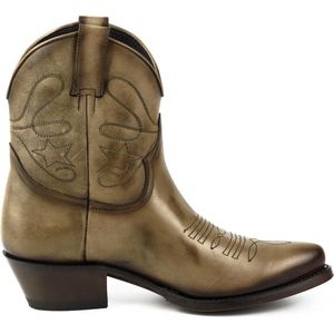 Mayura Boots 2374 Vintage Taupe/ Dames Cowboy fashion Enkellaars Spitse Neus Western Hak Echt Leer Maat EU 38