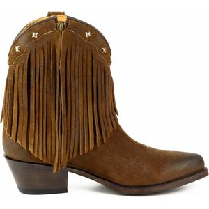 Mayura Boots 2374-F Tabaco/ Dames Cowboy fashion Enkellaars Spitse Neus Western Hak Franjes Echt Leer Maat EU 39