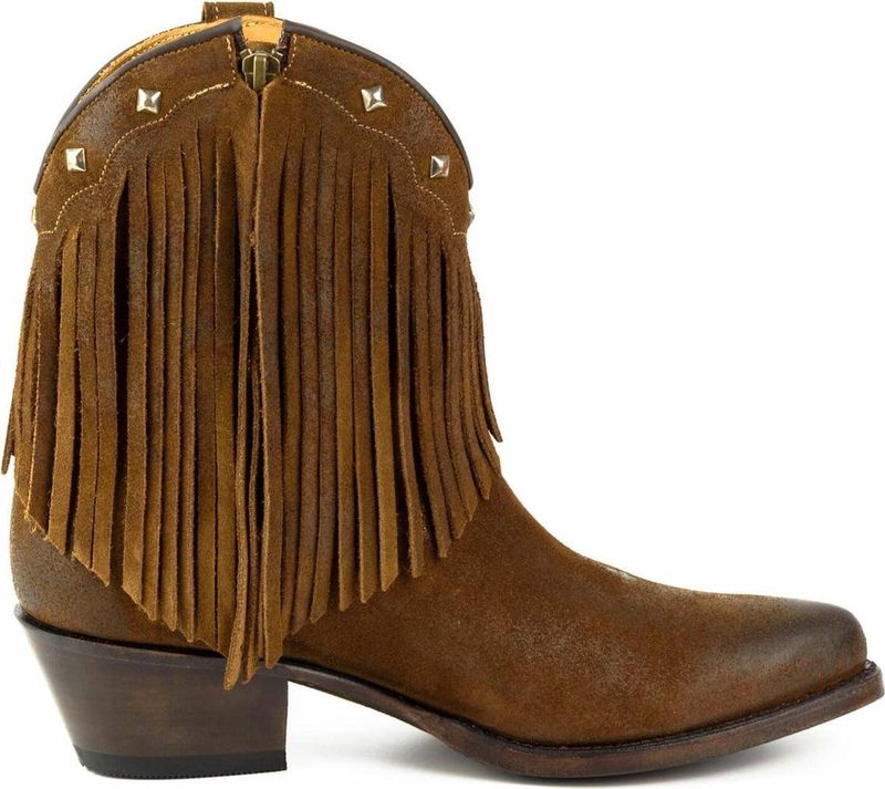 Mayura Boots 2374-F Tabaco Dames Cowboy fashion Enkellaars Spitse N Western Hak Franjes Echt Leer