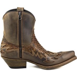 Mayura Boots 12 Bruin/ Roestbruin Cowboy Western Heren Enkellaars Spitse Neus Schuine Hak Rits Waxed Leather Maat EU 42