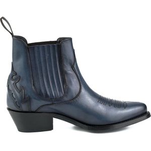 Mayura Boots 2487 Marine Blauw/ Dames Cowboy Western Fashion Enklelaars Spitse Neus Schuine Hak Elastiek Sluiting Echt Leer Maat EU 40