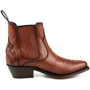 Mayura Boots Marilyn 2487 Hazelnoot/ Cowboy Western Fashion Enklelaars Spitse Neus Schuine Hak Elastiek Sluiting Echt Leer Maat EU 38