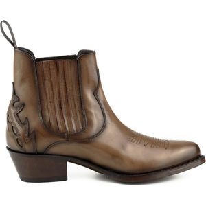 Mayura Boots 2487 Hazelnoot/ Cowboy Western Fashion Enklelaars Spitse Neus Schuine Hak Elastiek Sluiting Echt Leer Maat EU 38