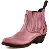 Mayura Boots Marilyn 2487 Roze/ Dames Cowboy Western Fashion Enklelaars Spitse Neus Schuine Hak Elastiek Sluiting Echt Leer Maat EU 38