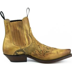 Mayura Boots Rock 2500 Hazelnoot/ Spitse Western Heren Enkellaars Schuine Hak Elastiek Sluiting Vintage Look Maat EU 44