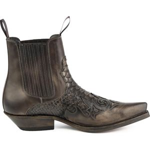Mayura Boots Rock 2500 Bruin/ Spitse Western Heren Enkellaars Schuine Hak Elastiek Sluiting Vintage Look Maat EU 45