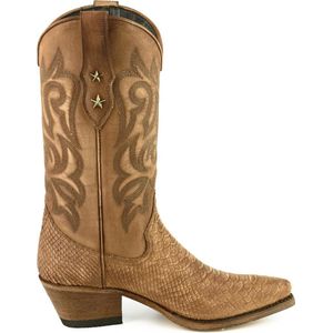 Mayura Boots Alabama 2524 Cognac Lavado/ Dames Westernlaars Spitse Neus 5 cm Hak Hoge Schacht Echt Leer Maat EU 37