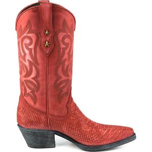 Mayura Boots Alabama 2524 Rood Lavado/ Dames Westernlaars Spitse Neus 5 cm Hak Hoge Schacht Echt Leer Maat EU 37