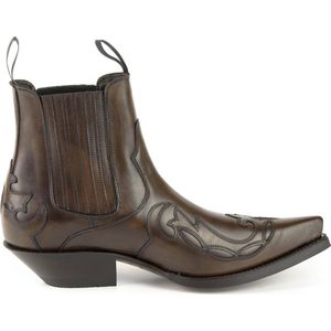 Mayura Boots Austin 1931 Bruin/ Spitse Western Heren Enkellaars Schuine Hak Elastiek Sluiting Vintage Look Maat EU 45