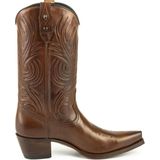 Mayura Boots Virgi 2536 Kastanje/ Dames Western Laarzen Sierstiksel Spitse Snip Toe Neus Rechte Schacht Hoge Hak Glad Leer Maat EU 41