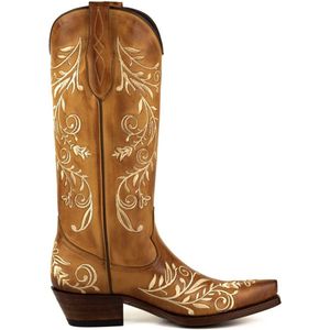 Mayura - 2669 - Cowboylaarzen - Cognac - Echt Leer - Bloemmotief