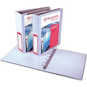 Pergamy personaliseerbare ringmap, ft A4, 2 pochettes, 3 insteektassen, 4 D-ringen van 25 mm, wit