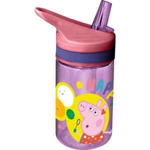 Peppa Pig drinkfles/drinkbeker/bidon met drinktuitje - roze - kunststof - 400 ml - Schoolbekers