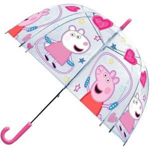 Peppa Pig paraplu - voor kinderen - donker roze/transparant - D61 cm - Paraplu's