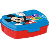 Disney Mickey Mouse broodtrommel/lunchbox voor kinderen - rood/blauw - kunststof - 20 x 10 cm