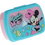 Disney Minnie Mouse broodtrommel/lunchbox voor kinderen - blauw - kunststof - 20 x 10 cm