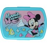 Disney Minnie Mouse broodtrommel/lunchbox voor kinderen - blauw - kunststof - 20 x 10 cm
