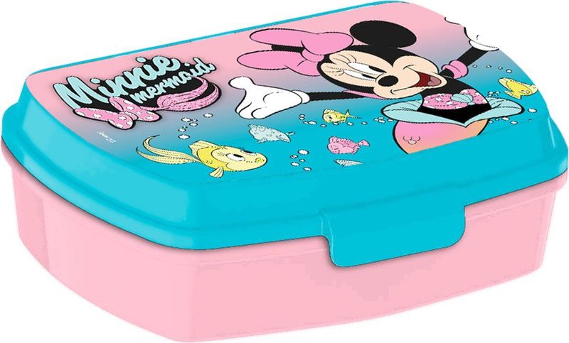 Disney Minnie Mouse broodtrommel/lunchbox voor kinderen - blauw - kunststof - 20 x 10 cm