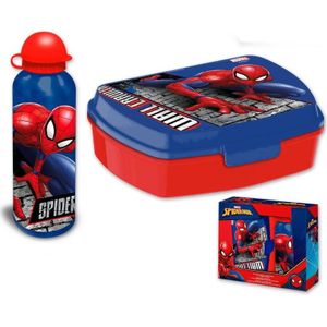 Marvel Spiderman lunchbox set voor kinderen - 2-delig - rood - aluminium/kunststof