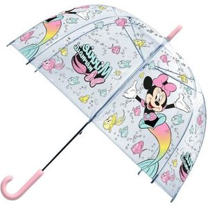 Disney Minnie Mouse paraplu - voor kinderen - licht roze/blauw - D61 cm
