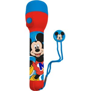 Disney Mickey Mouse Kinder Zaklamp/Leeslamp - Blauw/Rood - Kunststof - 16 X 4 cm