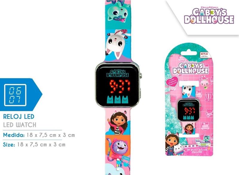 Gabby's Dollhouse - LED Horloge - Multicolor - Siliconen Band