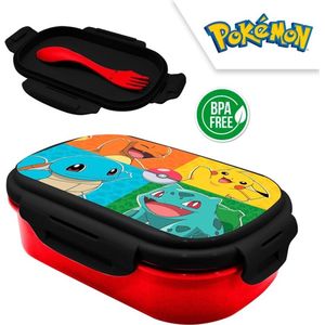 Pokémon Broodtrommel met Bestek - School - Lunchtrommel - Lunchbox - BPA Vrij (Pikachu, Charmander, Bulbasaur, Squirtle)