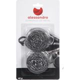 Alessandro Schuursponsjes - RVS - 2x - pannenspons - 40 gram - 6 x 6 x 3 cm