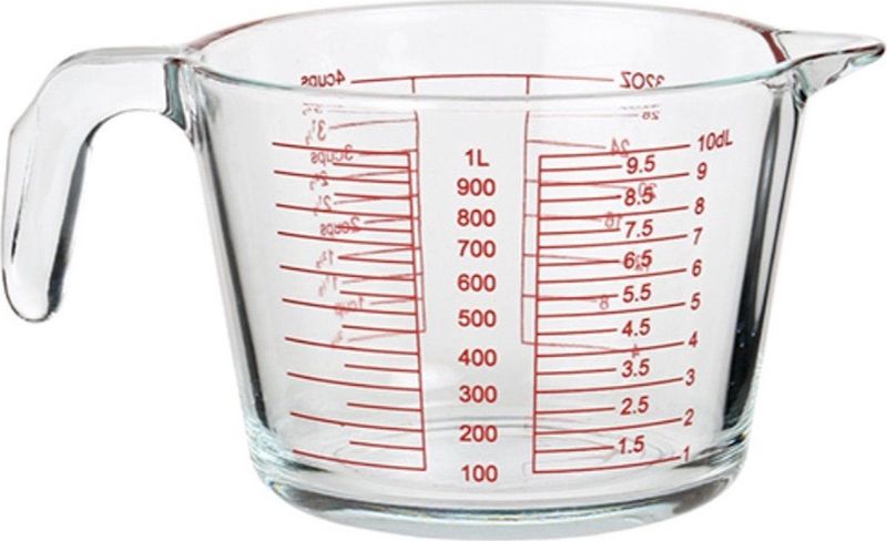 Alessandro Maatbeker - 1 liter - glas - litermaat - magnetronbestendig - L21 x B15 x H11 cm