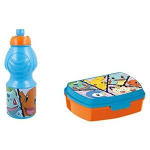 ALMACENESADAN, Pokemon 5007 – schoolstart – bestaande uit 400 ml sportfles en rechthoekige meerkleurige sandwichmaker – herbruikbaar, BPA-vrij