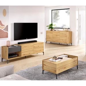 TV-meubel 164 cm + Hefbare salontafel + Dressoir 155 cm - Melamine